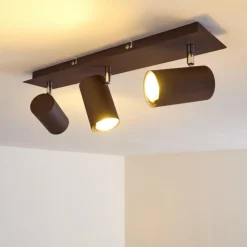 hofstein Spots Et Projecteurs|Plafonnier Zuoz Chrome, Rouille, 3 lumières