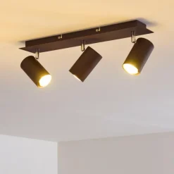 hofstein Spots Et Projecteurs|Plafonnier Zuoz Chrome, Rouille, 3 lumières