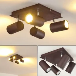 hofstein Spots Et Projecteurs|Plafonnier Zuoz Chrome, Rouille, 4 lumières