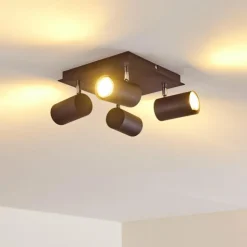 hofstein Spots Et Projecteurs|Plafonnier Zuoz Chrome, Rouille, 4 lumières