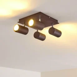 hofstein Spots Et Projecteurs|Plafonnier Zuoz Chrome, Rouille, 4 lumières