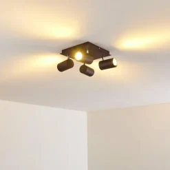 hofstein Spots Et Projecteurs|Plafonnier Zuoz Chrome, Rouille, 4 lumières