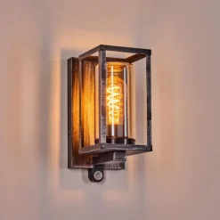 Portalis Lampe murale d´extérieur Noir, Argenté, 1 lumière, Détecteur de mouvement