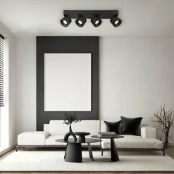 Luminaires Globo Lighting Éclairage Led|Rae Plafonnier LED Noir, 4 lumières