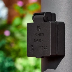 Sessa Prises électriques d'extérieur, Borne lumineuse, Eclairage de chemin Anthracite, 1 lumière, Détecteur de mouvement