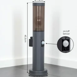 Sessa Prises électriques d'extérieur, Borne lumineuse, Eclairage de chemin Anthracite, 1 lumière, Détecteur de mouvement