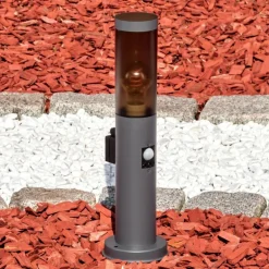 Sessa Prises électriques d'extérieur, Borne lumineuse, Eclairage de chemin Anthracite, 1 lumière, Détecteur de mouvement