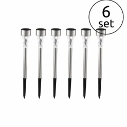 Set de 6 lampes solaires Globo SOLAR LED Acier inoxydable, 1 lumière