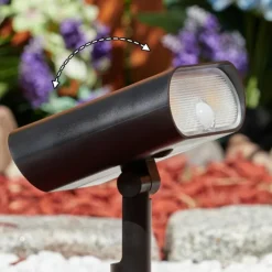 Spot de jardin Usmagama Solar LED Noir, 1 lumière, Détecteur de mouvement, Changeur de couleurs