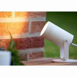 Spot de jardin Lucide TAYLOR Blanc, 1 lumière, Détecteur de mouvement