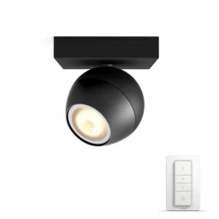 Spot de plafond, kit de base Philips Hue Ambiance White Buckram Noir, 1 lumière, Télécommandes