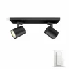 Spot de plafond, kit de base Philips Hue Ambiance White Runner Noir, 2 lumières, Télécommandes