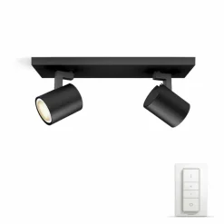 Spot de plafond, kit de base Philips Hue Ambiance White Runner Noir, 2 lumières, Télécommandes
