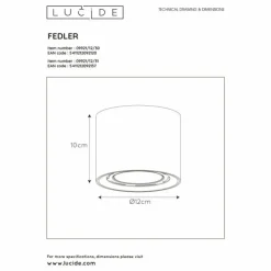 Luminaires Lucide Downlights|Spot de plafond Lucide FEDLER Blanc, 1 lumière