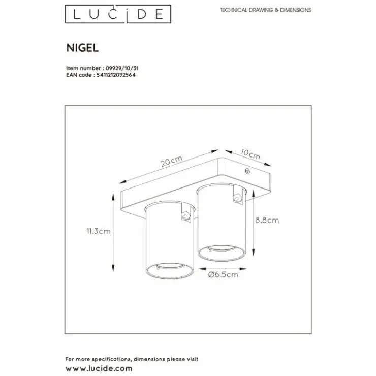 Luminaires Lucide Éclairage Led|Spot de plafond Lucide NIGEL LED Blanc, 2 lumières