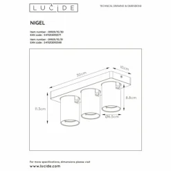 Luminaires Lucide Éclairage Led|Spot de plafond Lucide NIGEL LED Blanc, 3 lumières