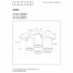 Luminaires Lucide Éclairage Led|Spot de plafond Lucide NIGEL LED Noir, 4 lumières