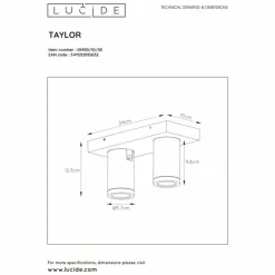 Luminaires Lucide Éclairage Led|Spot de plafond Lucide TAYLOR LED Noir, 2 lumières