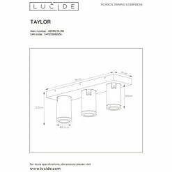Luminaires Lucide Éclairage Led|Spot de plafond Lucide TAYLOR LED Noir, 3 lumières