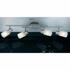 Luminaires Globo Lighting Spots Et Projecteurs|Spot Globo KATI Chrome, Acier inoxydable, Nickel mat, Blanc, 4 lumières