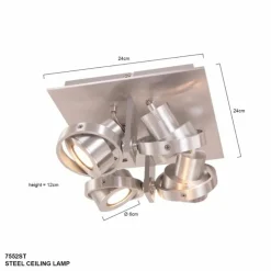 Luminaires Steinhauer Spots Et Projecteurs|Spot plafond Steinhauer Quatro LED Acier inoxydable, 4 lumières