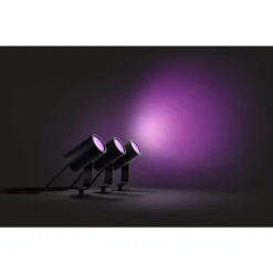 Spot, set de 3 de base Philips Hue Ambiance White & Color WACA Lily LED Noir, 1 lumière, Changeur de couleurs