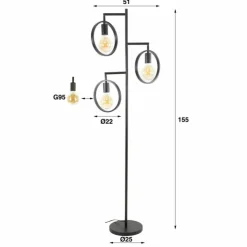 hofstein Lampadaires Et Lampes Sur Pied|Stehleuchte Lampadaire Anthracite, 3 lumières
