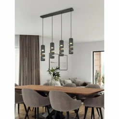 Luminaires Trio Suspensions|Stream Suspension Noir, 4 lumières