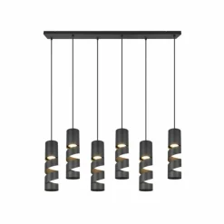 Luminaires Trio Suspensions|Stream Suspension Noir, 6 lumières