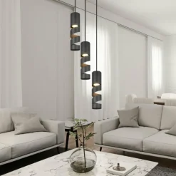 Luminaires Trio Suspensions|Stream Suspension Noir, 3 lumières