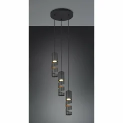 Luminaires Trio Suspensions|Stream Suspension Noir, 3 lumières