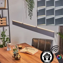 Suspension Brun LED Anthracite, 2 lumières, Télécommandes
