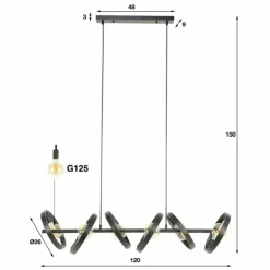 hofstein Suspensions|Suspension Hover Anthracite, 6 lumières