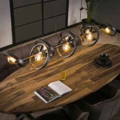 hofstein Suspensions|Suspension Hover Anthracite, 8 lumières