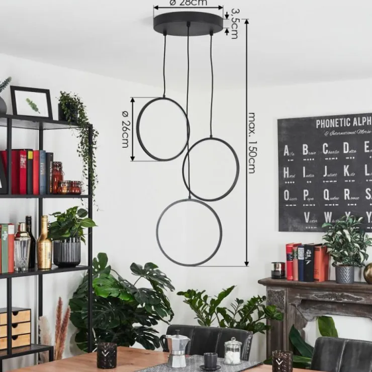 hofstein Éclairage Led|Suspension Nevogilde LED Noir, 1 lumière
