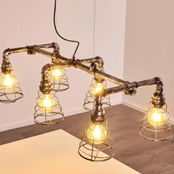 hofstein Suspensions|Suspension Arvika Argenté, 6 lumières