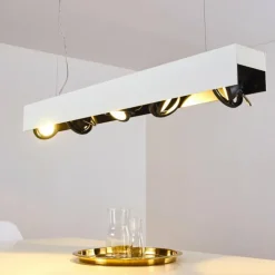 hofstein Suspensions|Suspension Bacoor LED Noir, Blanc, 5 lumières