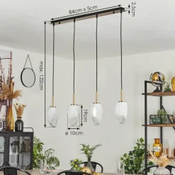 hofstein Suspensions|Suspension Bocayuva Laiton, 4 lumières