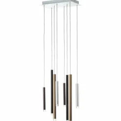 Luminaires Brilliant Éclairage Led|Suspension Brilliant Living Cembalo LED Brun, 8 lumières