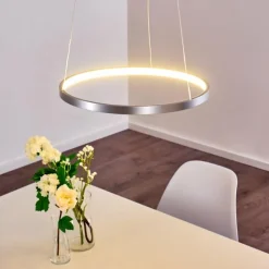 hofstein Suspensions|Suspension Canisteo LED Argenté, 1 lumière