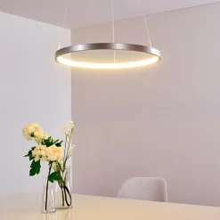 hofstein Suspensions|Suspension Canisteo LED Argenté, 1 lumière