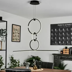 hofstein Éclairage Led|Suspension Chlak LED Noir, 3 lumières, Télécommandes