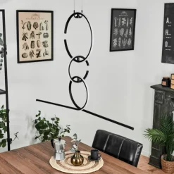 hofstein Éclairage Led|Suspension Chlak LED Noir, 3 lumières, Télécommandes