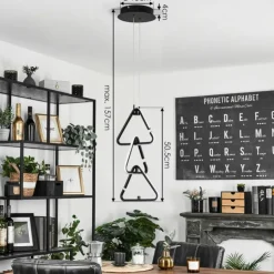 hofstein Éclairage Led|Suspension Chlak LED Noir, 3 lumières, Télécommandes
