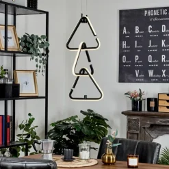 hofstein Éclairage Led|Suspension Chlak LED Noir, 3 lumières, Télécommandes