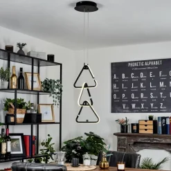 hofstein Éclairage Led|Suspension Chlak LED Noir, 3 lumières, Télécommandes