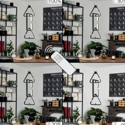 hofstein Éclairage Led|Suspension Chlak LED Noir, 3 lumières, Télécommandes
