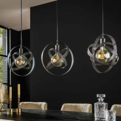 hofstein Suspensions|Suspension Cosmos Anthracite, 3 lumières