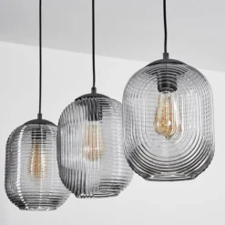 hofstein Suspensions|Suspension Crabinaille Noir, 3 lumières
