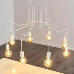 hofstein Suspensions|Suspension Cuyama Blanc, 8 lumières